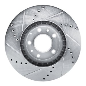 Mazda CX-7 Brake Rotor (1) - Front Right - R1 Concepts - Drilled & Slotted - Silver - `07-`12